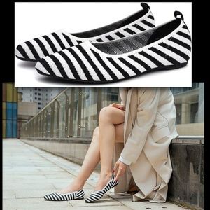 NWOB Breifola Black & White Pointed Ballet Flats